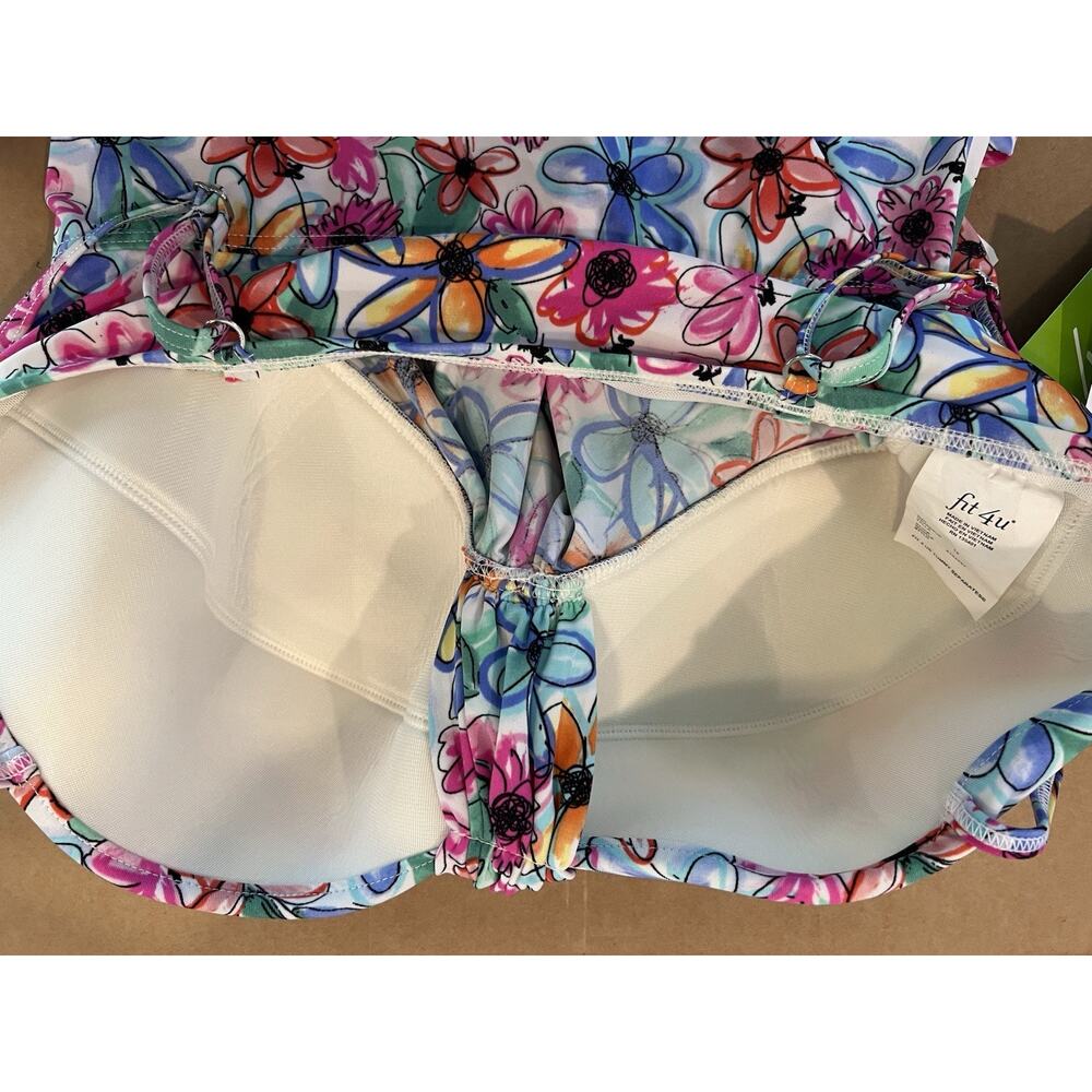 FIT 4 UR Tummy TOPAZ Waterfall Bathing Suit TOP Size 14 Flowers Pool Beach NWT - Picture 8 of 12